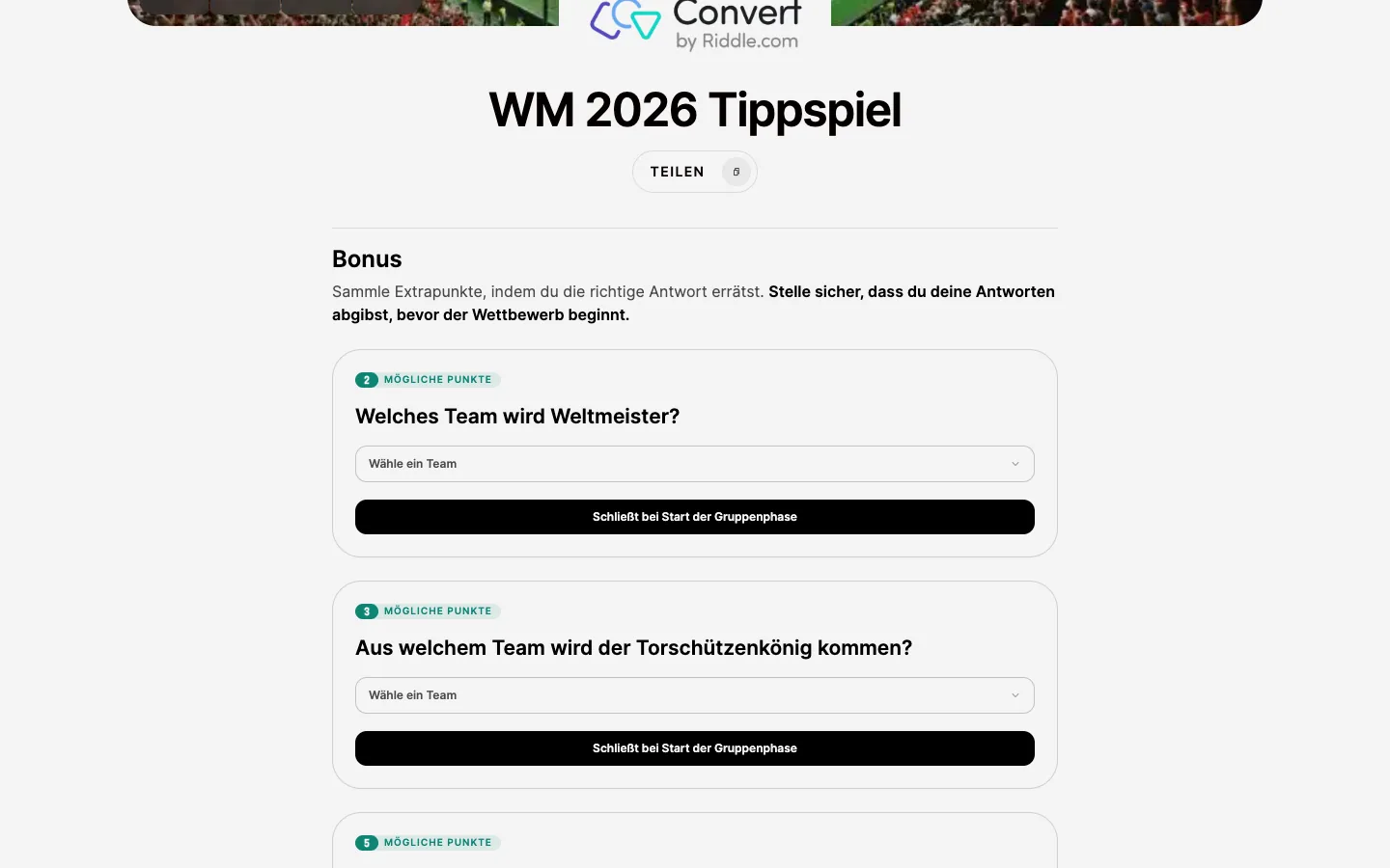Bonus prediction questions