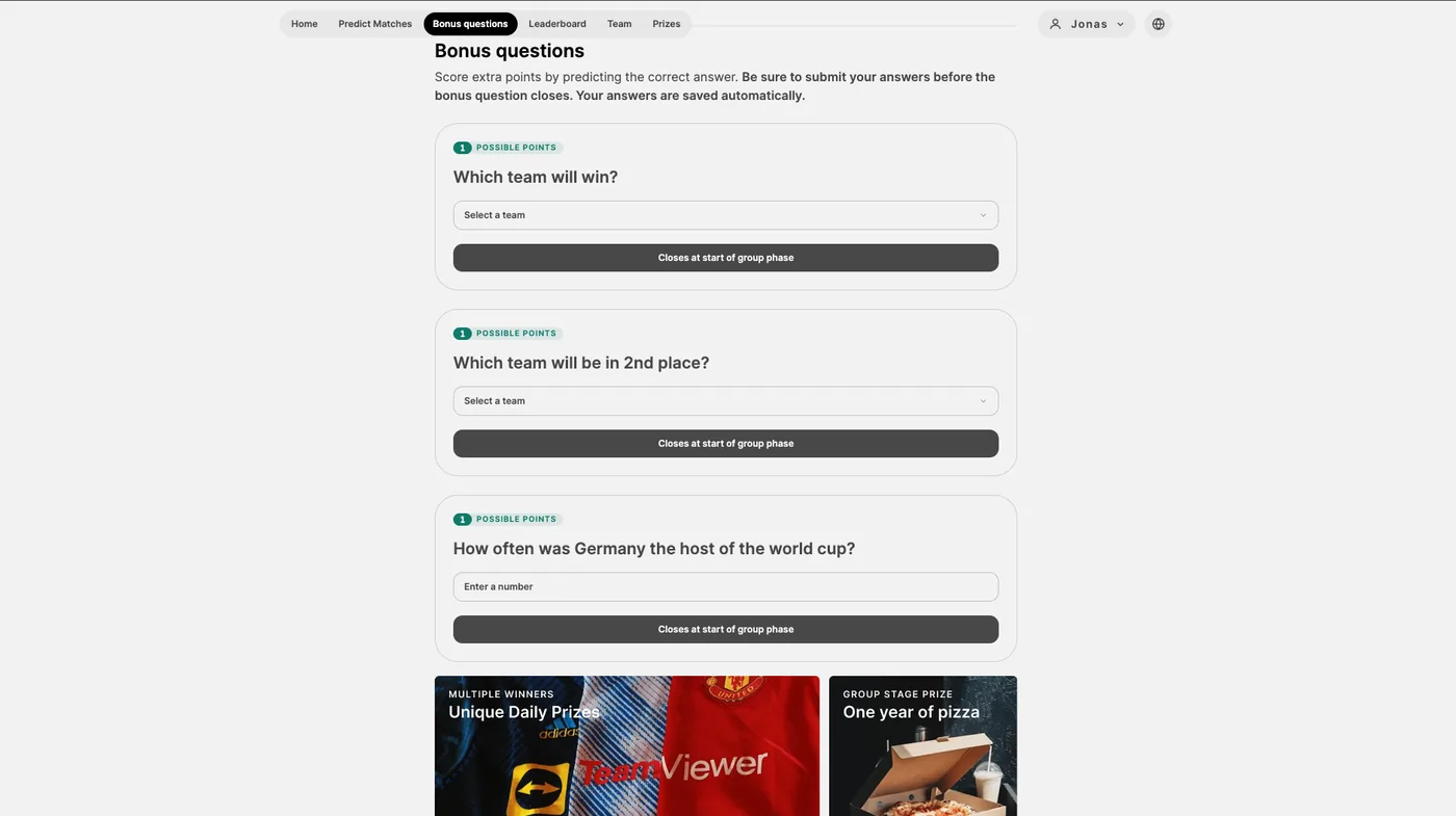 Bonus prediction questions