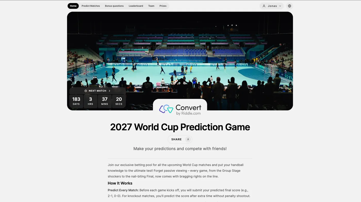 Campaign start page with arena and countdown