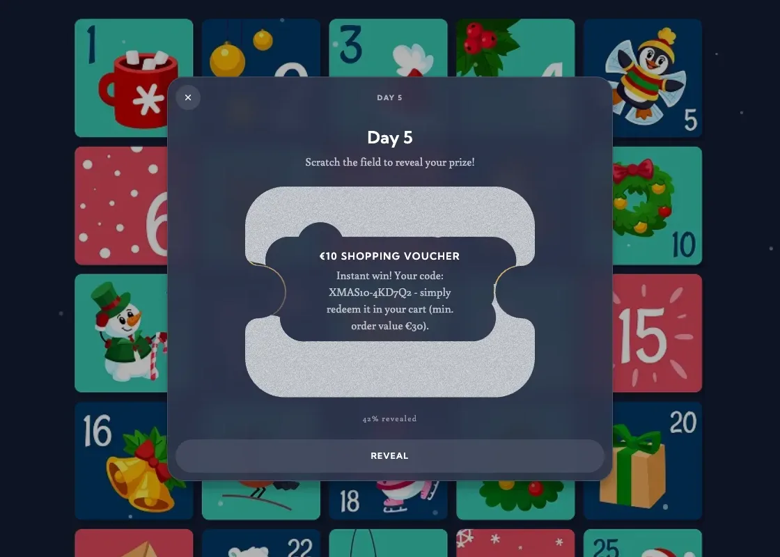 Scratch to Reveal door in the advent calendar