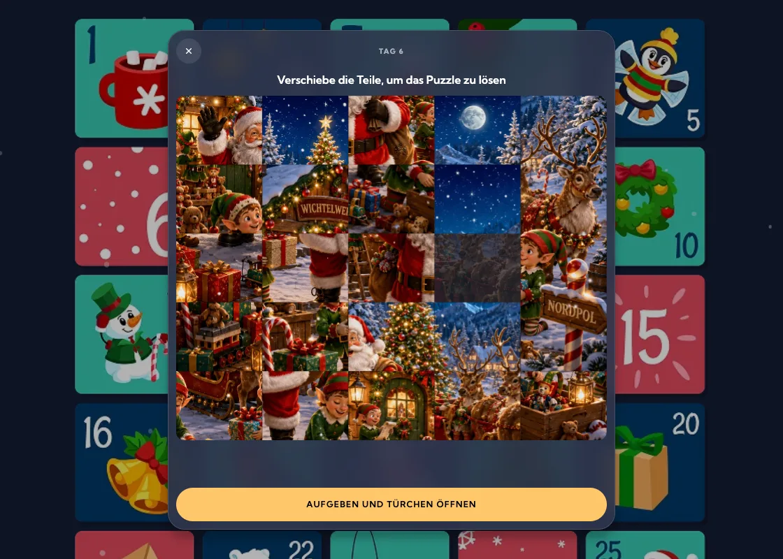 Schiebepuzzle-Türchen im Adventskalender
