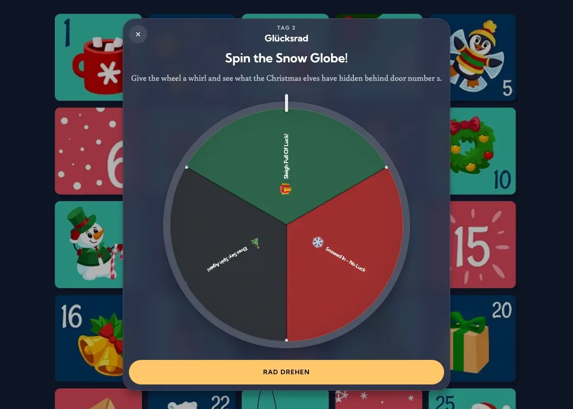 Glücksrad-Türchen im Adventskalender